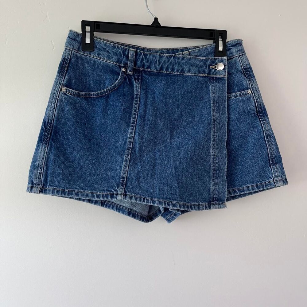 ZARA Asymmetric Crossover Denim Wrap Skort